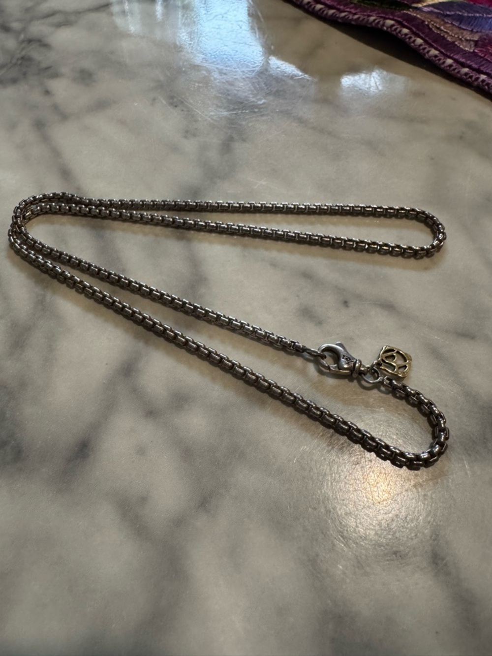 David Yurman Silver Chain Necklace with Gold Accent Charm - Picture 4 of 4